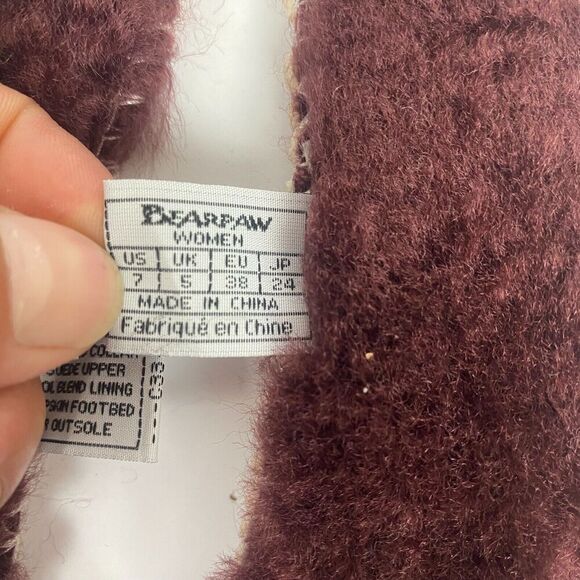 BEARPAW Women Moccasin Comfortable & Light-Weight Slipper/Shoe Size 7 Wool Wine - Picture 5 of 14